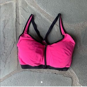 HIGH support pink sports bra with a front zip